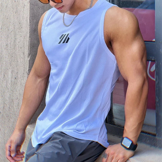 Heren Mesh Sporttop – Mouwloos Tanktop voor Hardlopen & Fitness