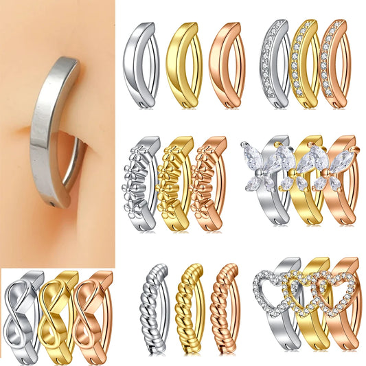 316L Surgical Steel Reverse Curved Belly Button Ring – Navel Piercing