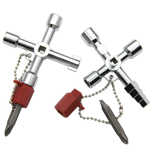 4-in-1 Key Wrench Screwdriver Tool Set – Triangle, Quadrangle & Electrical Cabinet