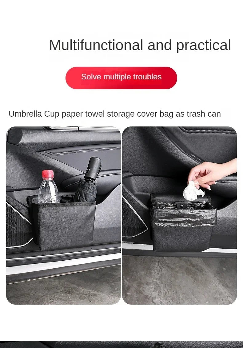 Car Trash Can Car Door Storage Box Foldable Seat Back Hanging Storage Bag Storage Box Car Interior Products