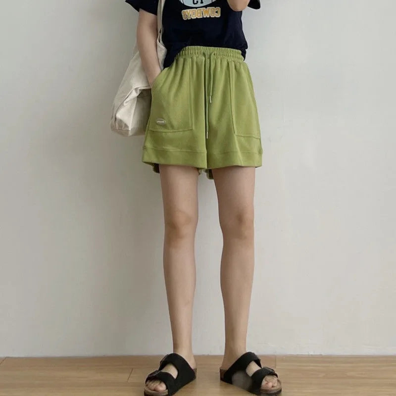 2026 Women's Comfortable Loose Wide-legged Drawstring A Pants Slim Waist Slim Fit Casual Home Versatile Sports Shorts New