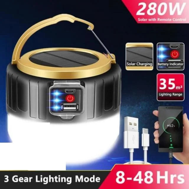 LED Camping Light USB Rechargeable Bulb High Power Outdoor Tent Lamp Portable Lantern Emergency Lighting Lights For BBQ Hiking