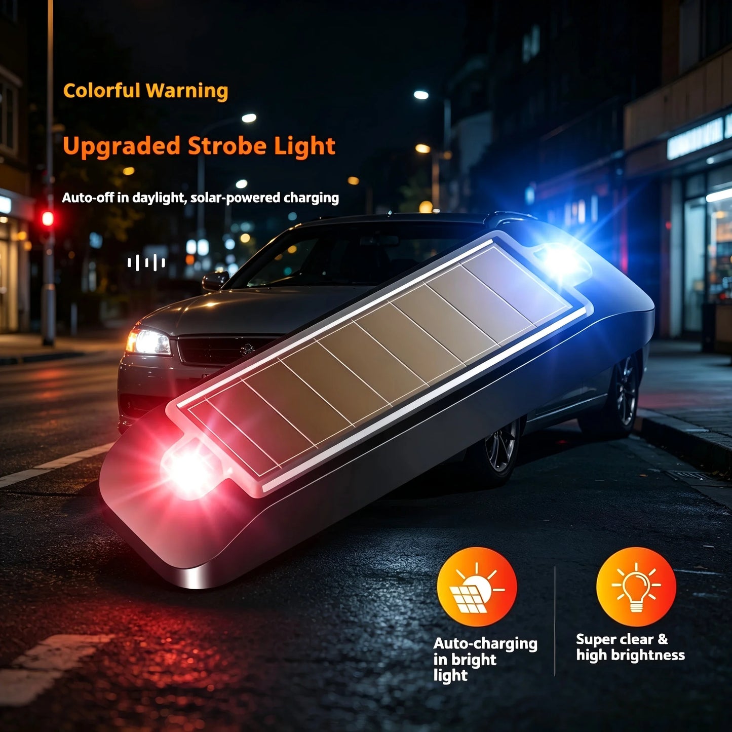Mini Solar LED Car Warning Light, Wireless Anti-Theft Flashing Lamp, Simulated Dummy Alarm Security Light