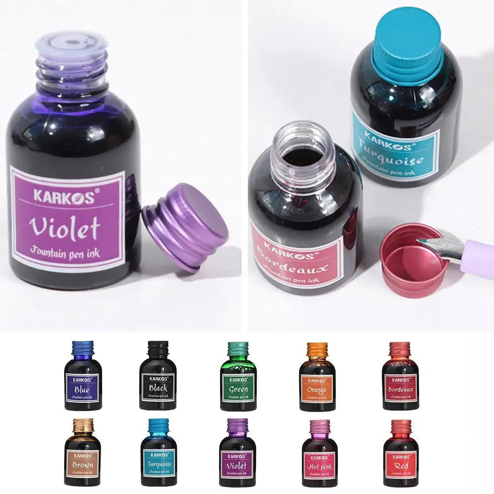 30ml Pure Colorful Fountain Pen Ink Universal Refill No Clogging Smooth Writing Ink Stationery for School Office Daily Writing ﻿