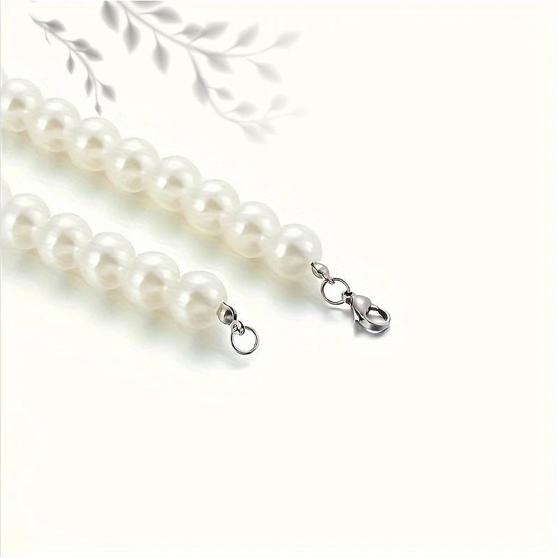 Simple Imitation-Pearl Beaded Short Choker Necklace for Men Trendy White Beaded Chains on Neck Accessories 2026 Fashion Jewelry