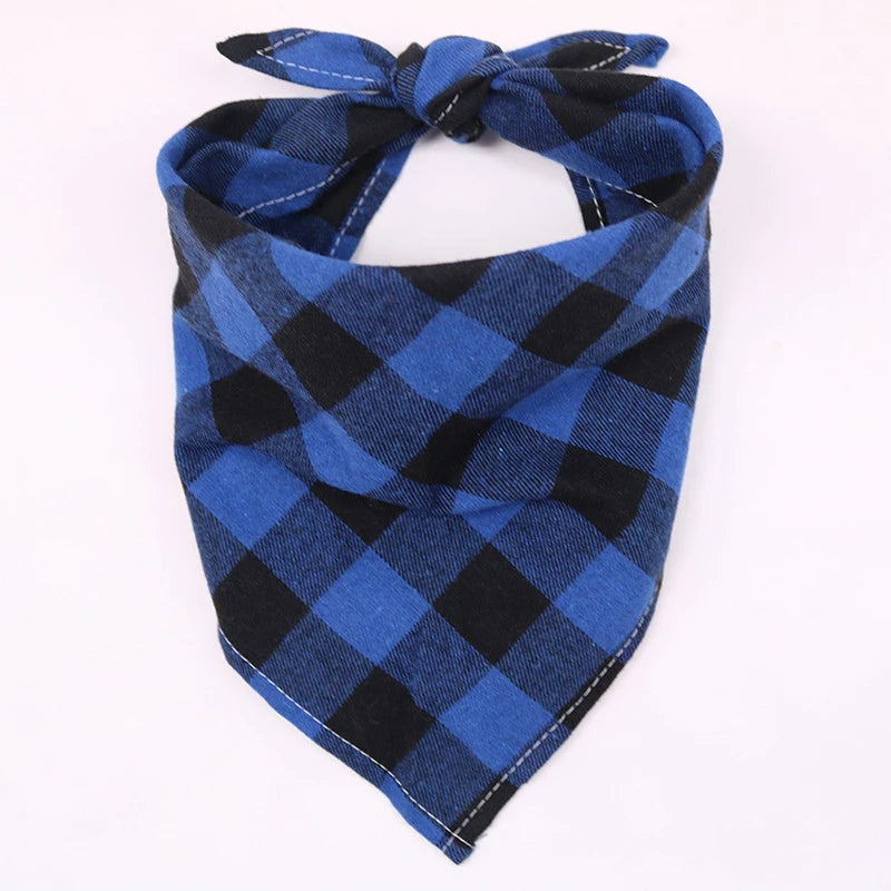 Cotton Plaid Dog Bandana & Bow Tie Collar – Washable Pet Triangle Scarf