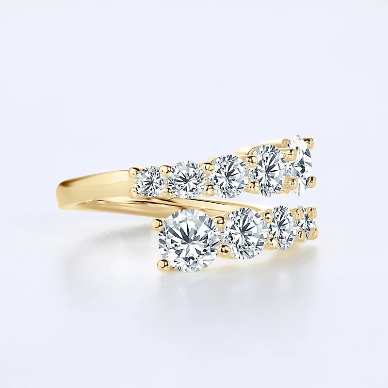 OXTAO Luxury Anniversary Moissanite Twist Shank Ring 3.26cttw 10 Stones Finger Rings Engagement Wedding 14K Gold Filled Jewelry