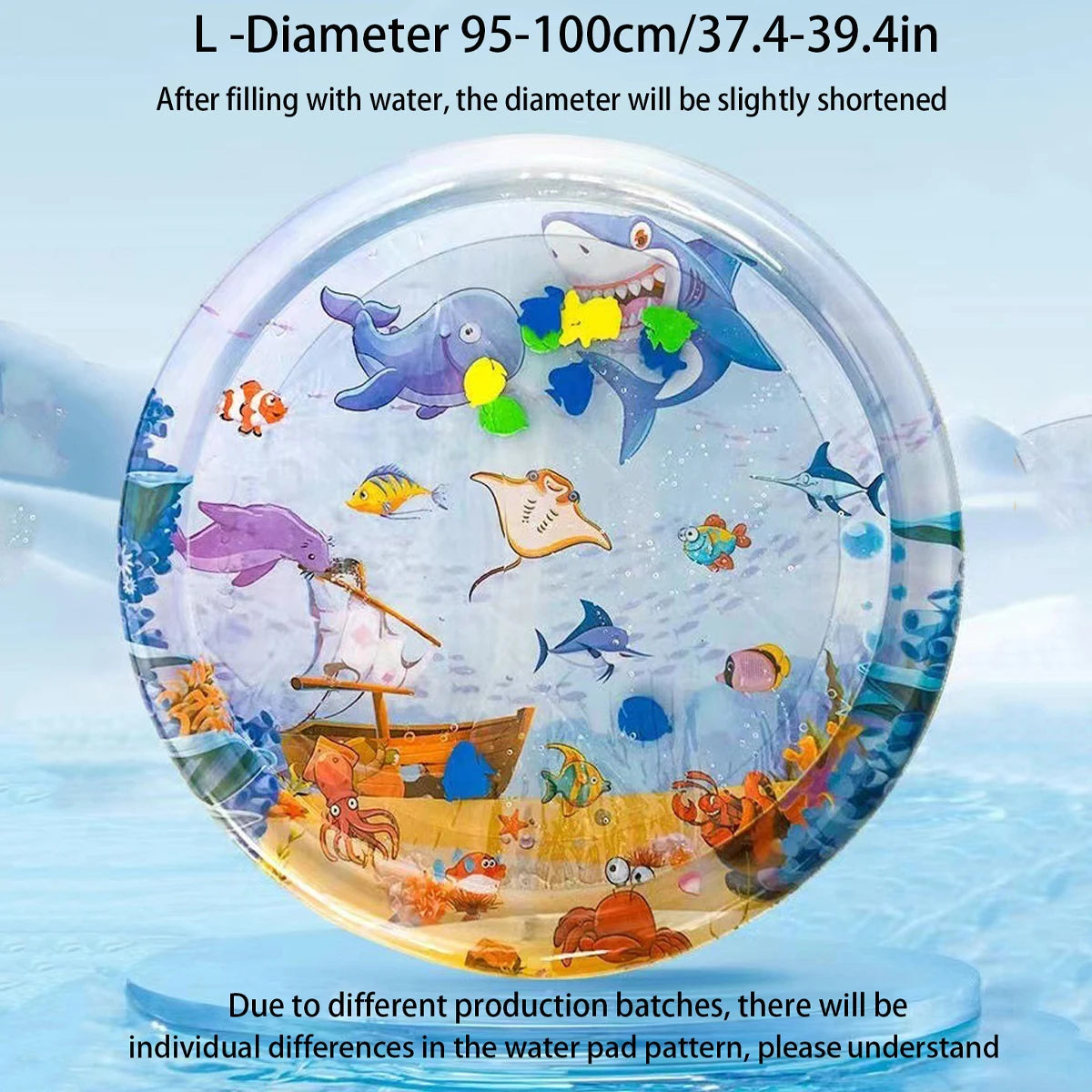 Inflatable Water Play Mat for Pets – Fish & Ocean Theme Sensory Cooling Toy