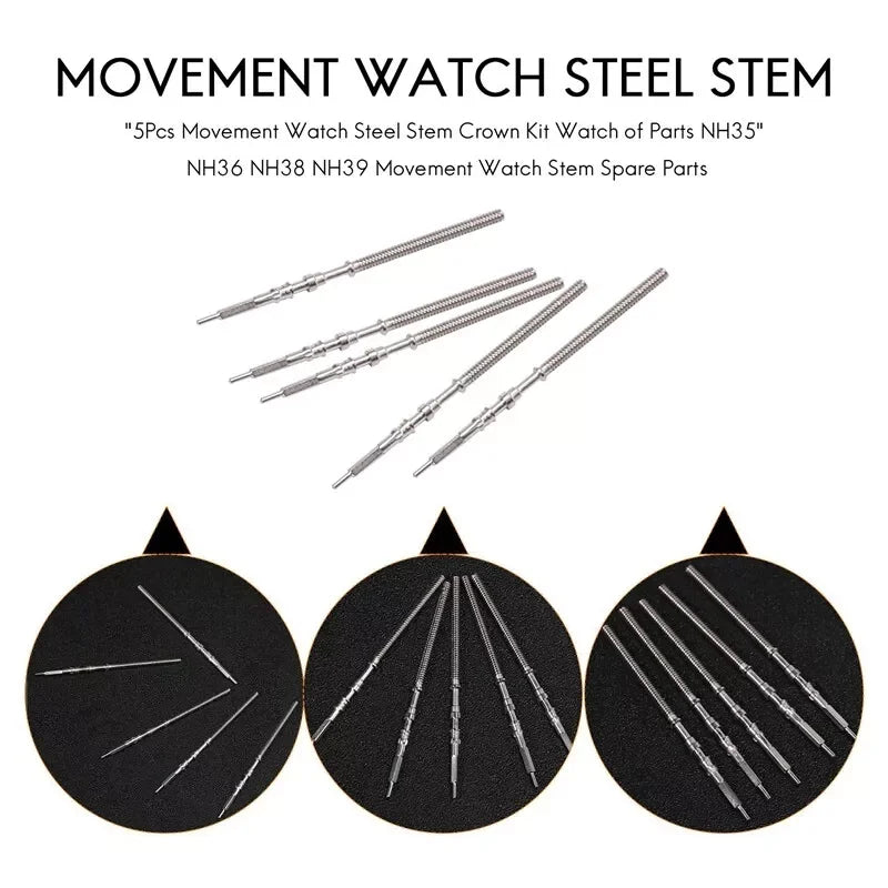 Watch Stem Stainless Steel Spare Parts fit NH35 NH36 NH38 NH39 Crown Automatic Mechanical Movement Watch Parts Crown Stem