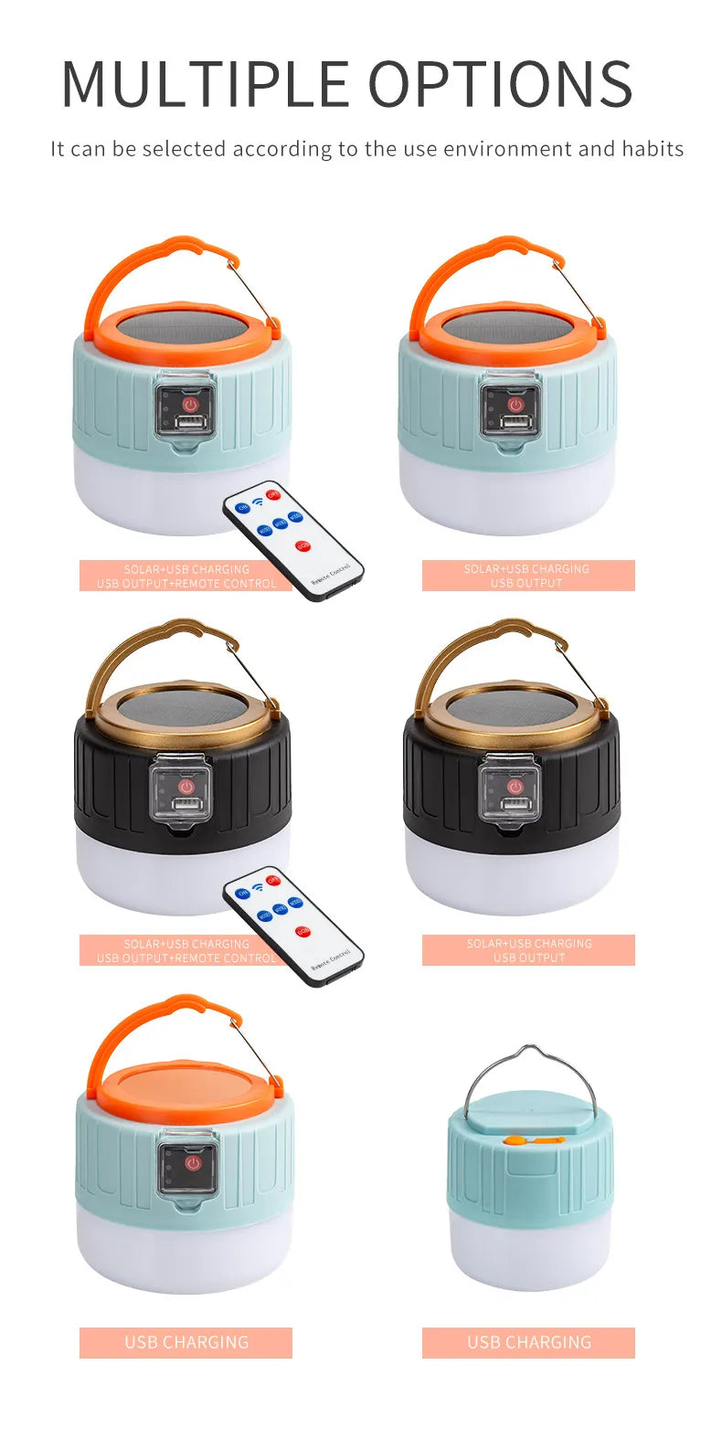 LED Camping Light USB Rechargeable Bulb High Power Outdoor Tent Lamp Portable Lantern Emergency Lighting Lights For BBQ Hiking