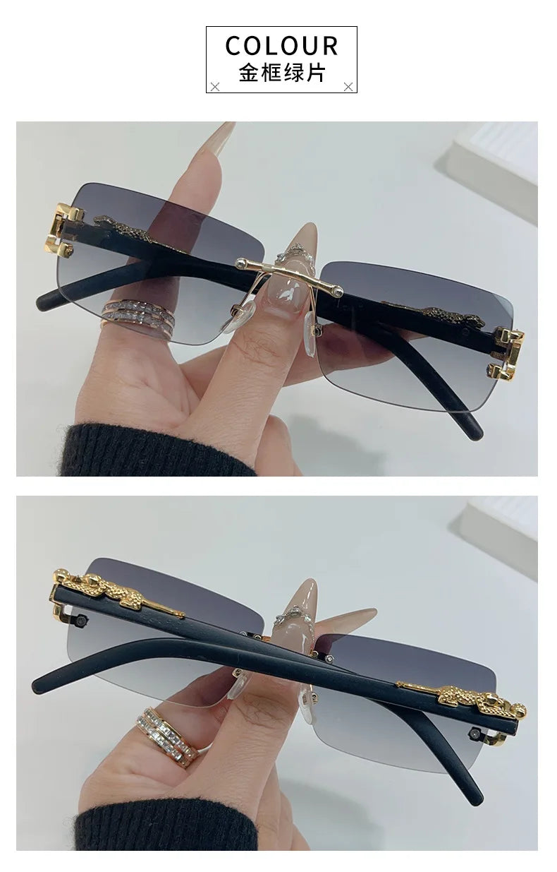 Frameless Rectangular Vintage Sunglasses – UV400 Personalised Eyewear for Men & Women