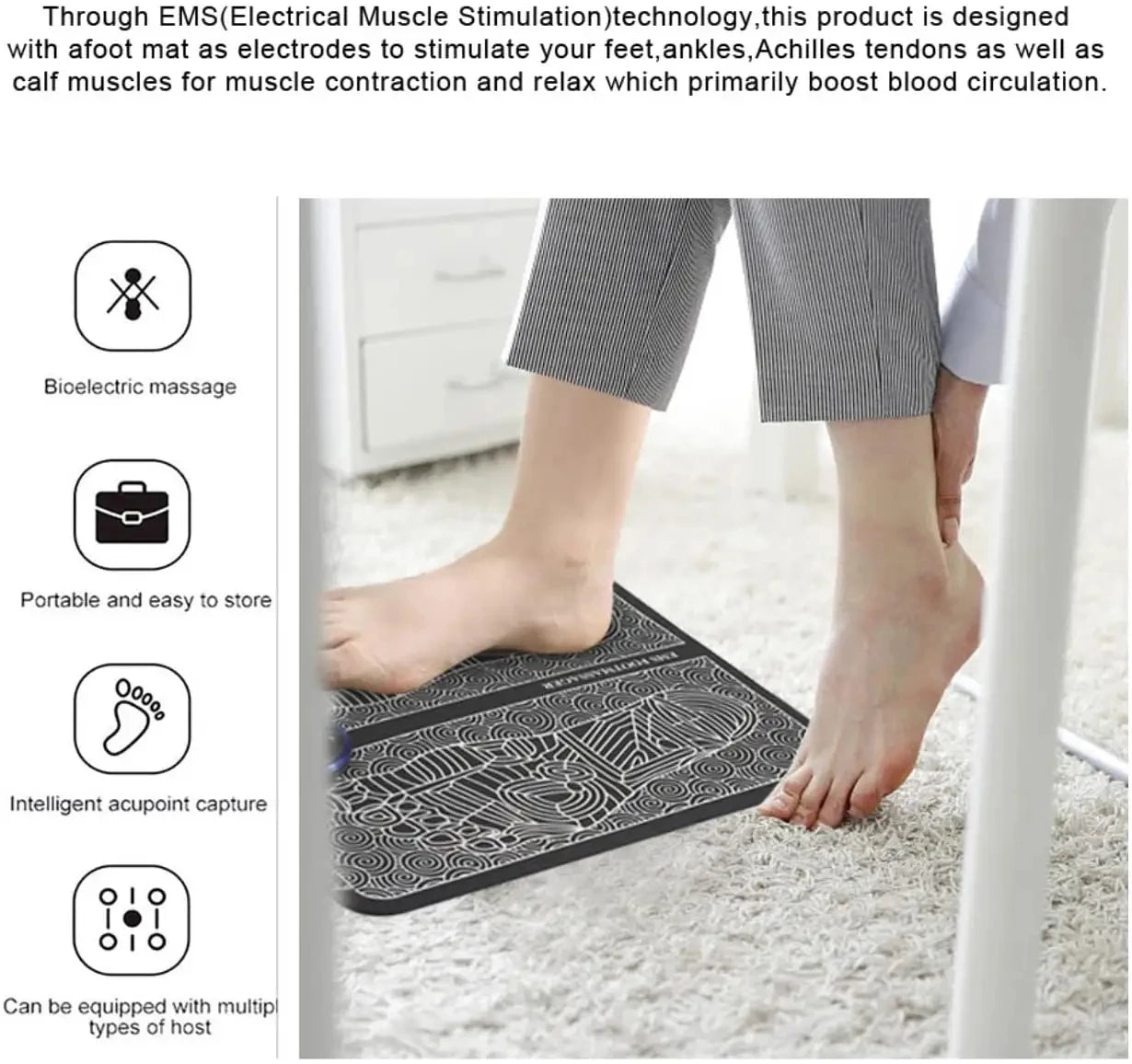 Electric Foot Massager Pad – EMS Muscle Relaxation Trainer for Home & Fitness