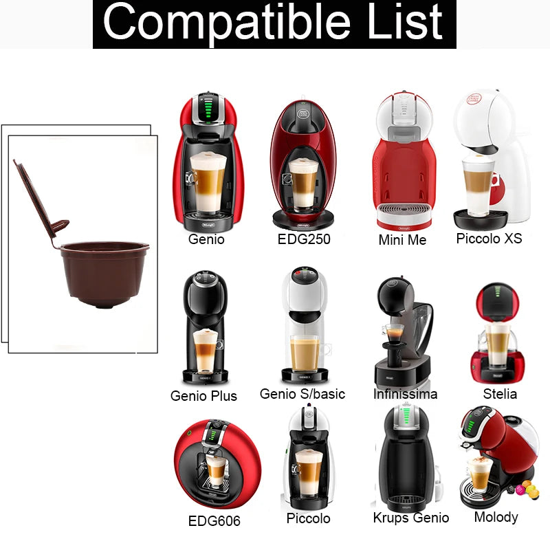Reusable Dolce Gusto Coffee Capsule Filters – Set of 3 with Spoon & Brush
