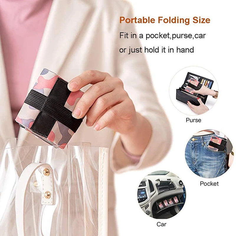 1pc Foldable Shopping Bags Foldable Storage Bag With Handle Portable Travel Camouflage Handbags Large Capacity Nylon Bag