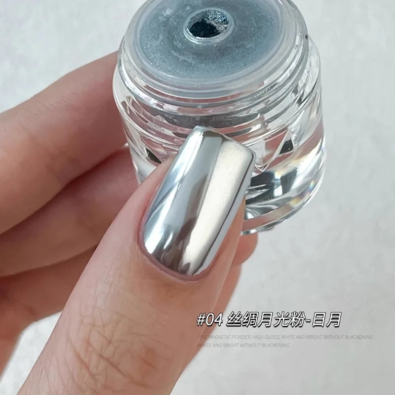 Aurora Chrome Nail Powder – High-Gloss Moonlight Mirror Pearl Glitter Pigment
