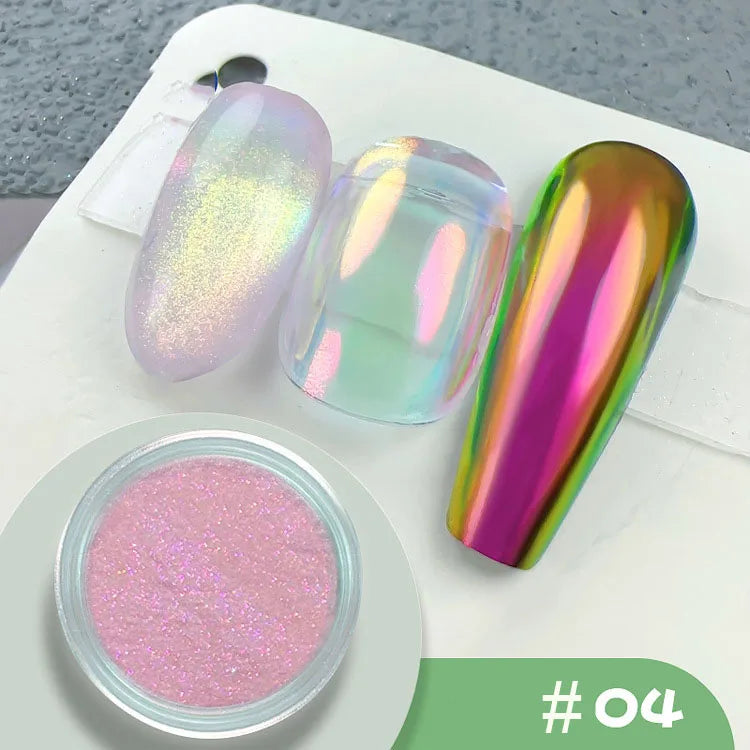 Chrome Mirror Nail Powder – Holographic Laser Silver & Gold Glitter Pigment