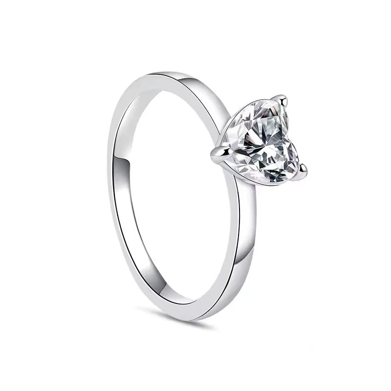 New 925 Sterling Silver Charm Red Heart-shaped Rings Women Rings Fine Jewelry Fashion Mother Gifts