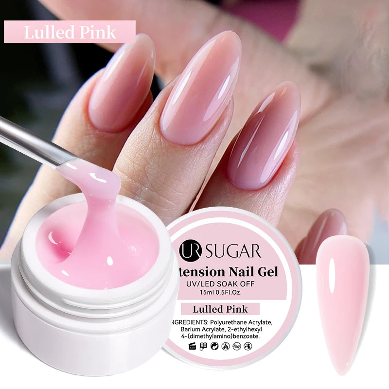 UR SUGAR 15ml Box Extension Nail Gel Jelly Pink White Clear UV Gel Hard Gel Extension Gel Nails Finger French Nail Art Manicure