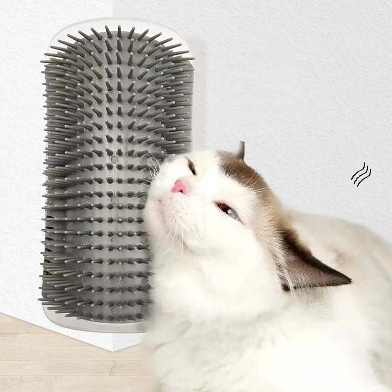 Cat Corner Grooming Massage Brush – Self-Cleaning Scratch & Comb for Kittens