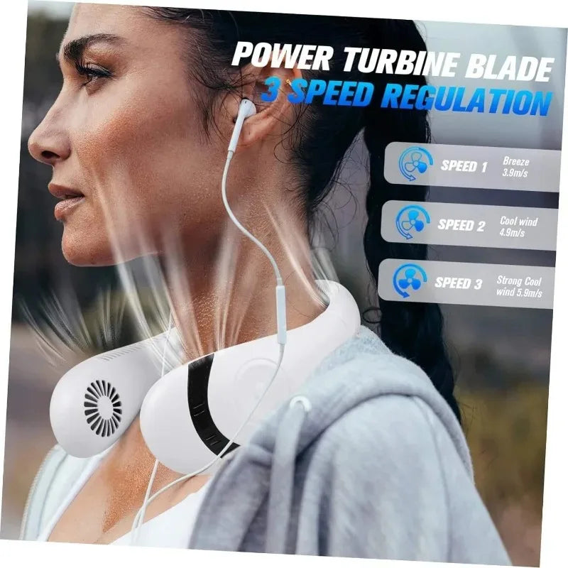 5000mAh Bladeless Neck Fan – USB Rechargeable Foldable Wearable Cooling Fan