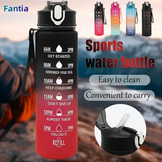 Sports Water Bottle with Time-Tracking Straw – Flip Lid, Leak-Proof, 750ml