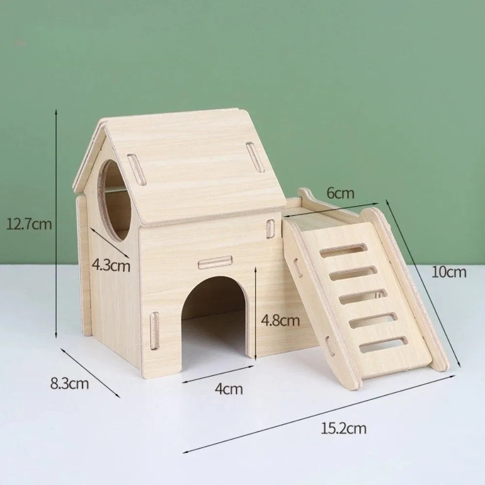 New Wooden Hamster Villa Chewable Easy to Install Platform House Durable Cage Accessories Hamster Climb Pet Supplies