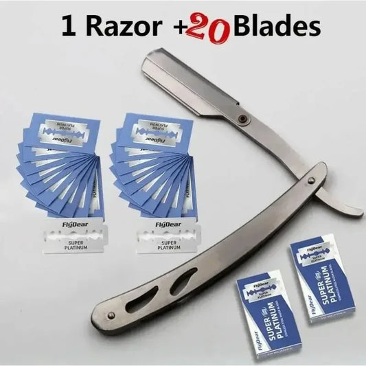 Professional Straight Razor Barber Shaver – Stainless Steel Folding Shave Blade