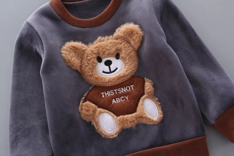 New Children's Warm Three-Piece Girl's Cute Hooded Set Autumn Winter Boy's Fashion Casual Comfortable Suit 12M-4 Years Old