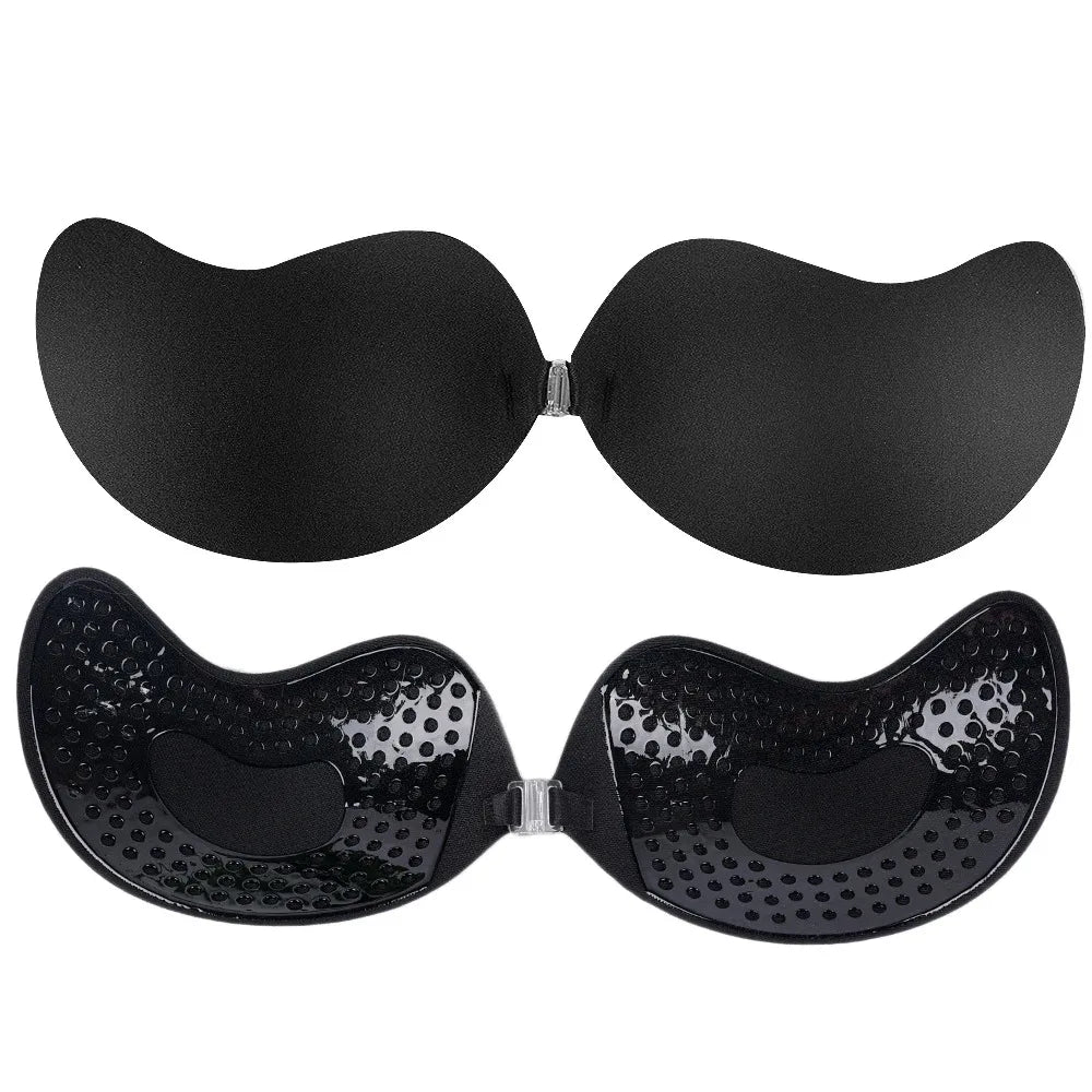 Sexy Women Invisible Push Up Bra Self-Adhesive Silicone Bust Front Closure Sticky Bra Skin Backless Strapless Bra