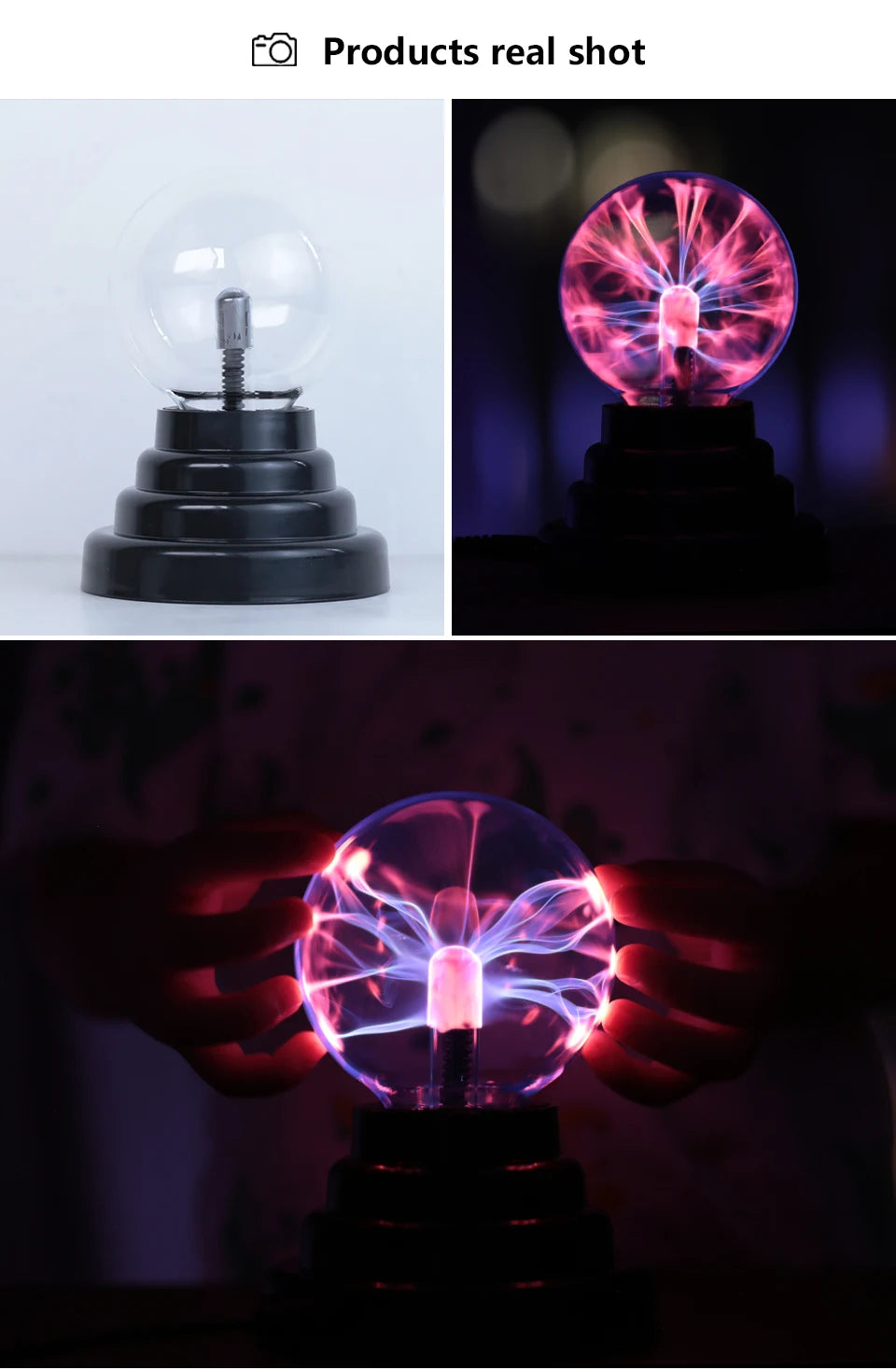 Magic Crystal Plasma Ball Lamp – 3–8 Inch LED Night Light Novelty Gift