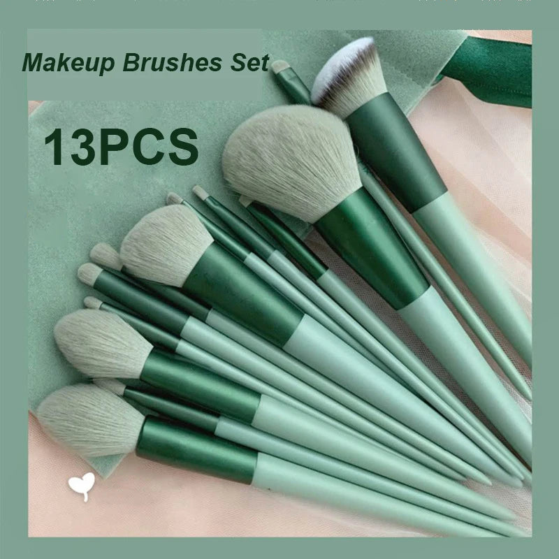 13-Piece Professional Makeup Brush Set – Eye Shadow, Foundation & Blush Brushes