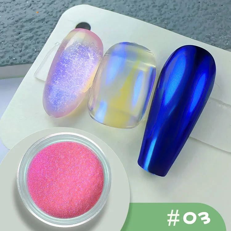 Chrome Mirror Nail Powder – Holographic Laser Silver & Gold Glitter Pigment