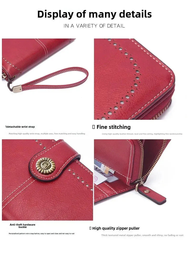 High Quality Women Wallet  Anti-theft Leather Wallets For Woman Long Zipper Large Ladies Clutch Bag Female Purse Card Holder