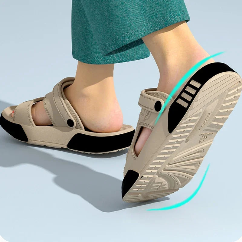 Summer Men’s Sandals EVA Soft-soled Platform Slides Slippers Indoor Outdoor Walking Beach Shoes Flip-Flops Mens Home Shoes