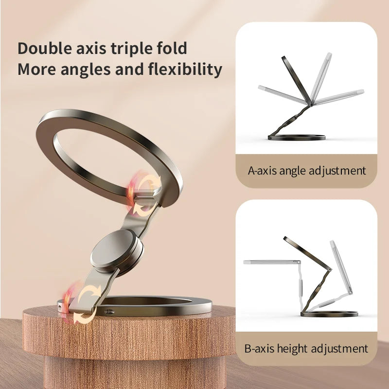 MagSafe Foldable 360° Rotating Phone Holder – Double-Sided Magnetic Grip Stand for iPhone