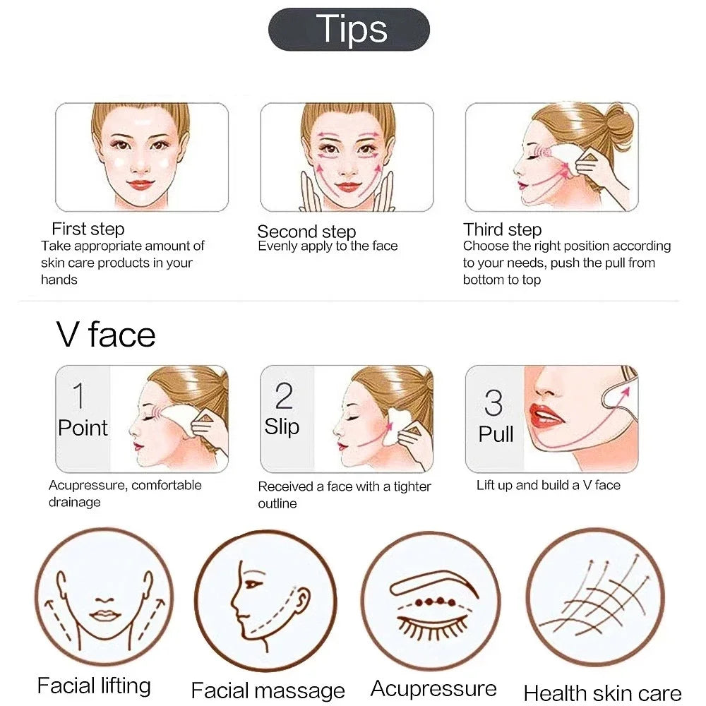 Jade Face Gua Sha Scraping Tool – Facial Massage for Skin Firming & SPA Care