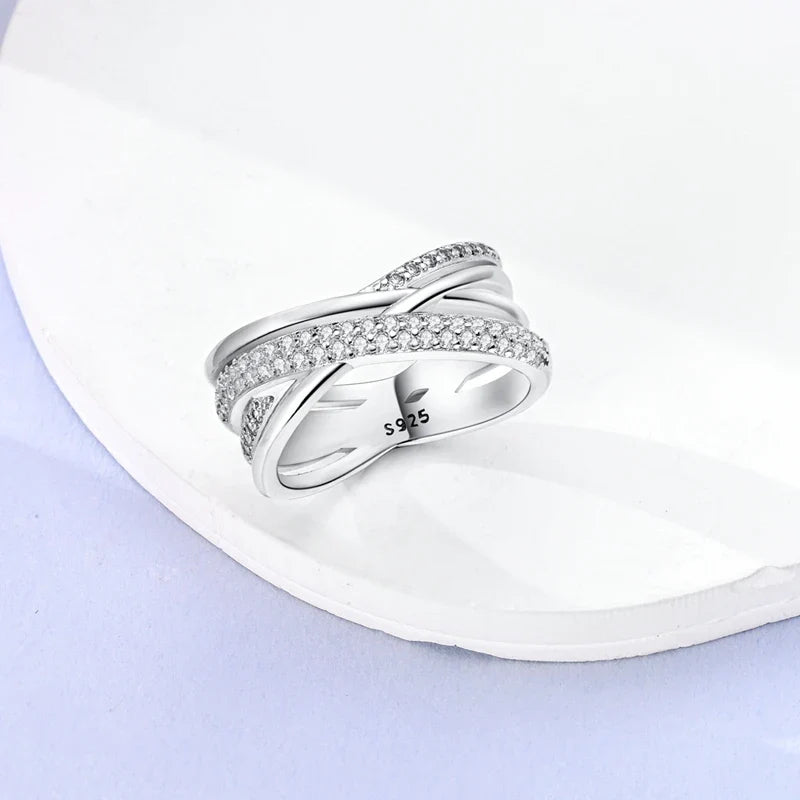 925 Silver Zircon Star Geometric Ring – Romantic Engagement Jewelry