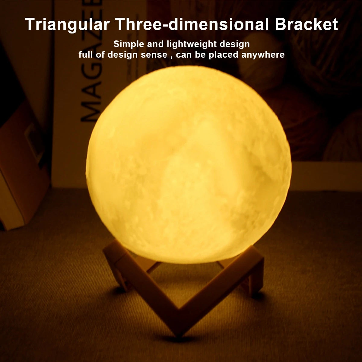 Moon Lamp LED Night Light – Battery Powered with Stand for Bedroom Décor & Kids