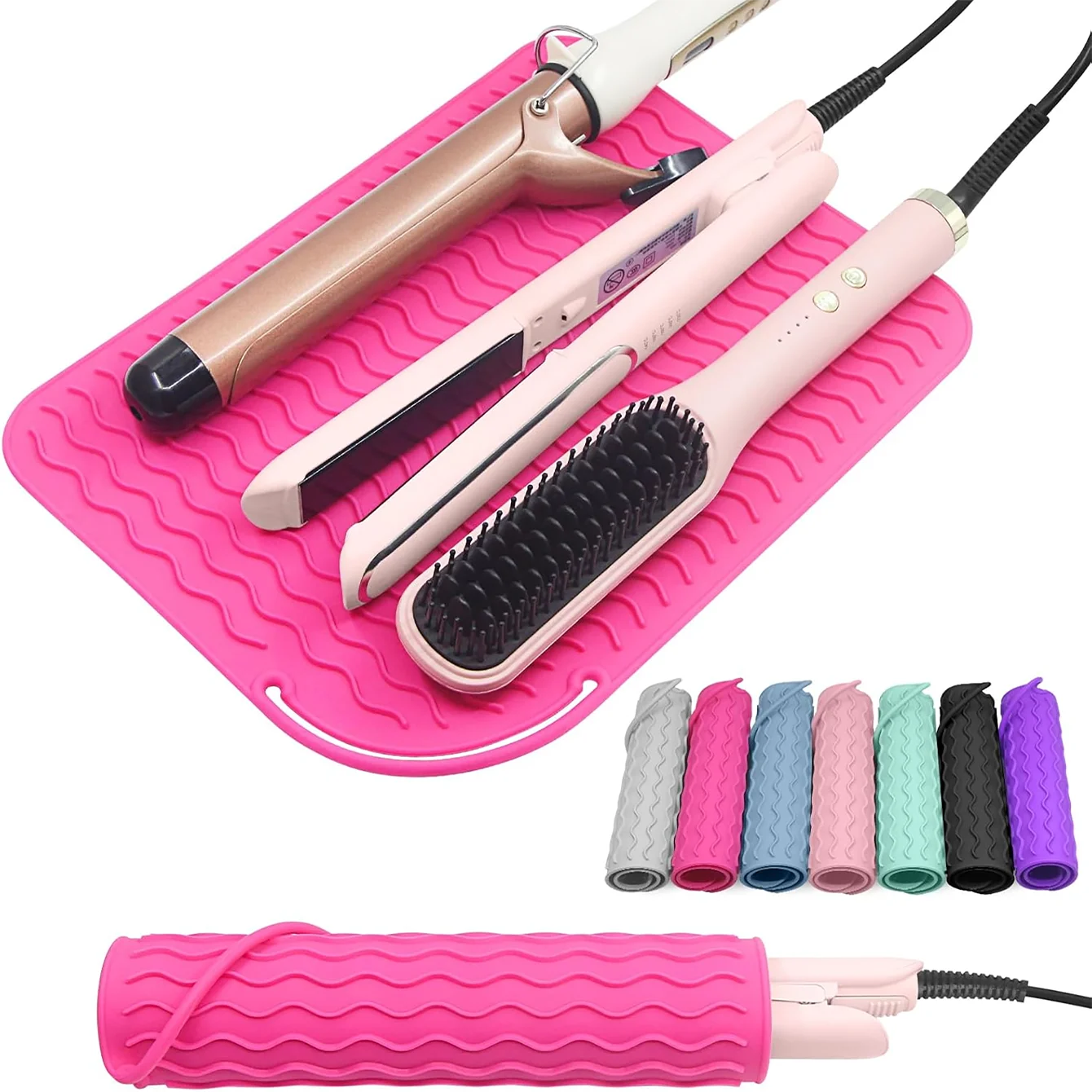 Heat-Resistant Silicone Mat for Hair Tools – Flat Iron, Curler & Straightener Pad