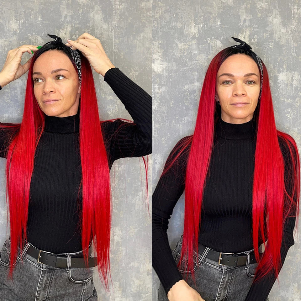 Bone Straight Synthetic Hair Bundles – Natural Super Long Yaki Straight Hair Weaving Extensions