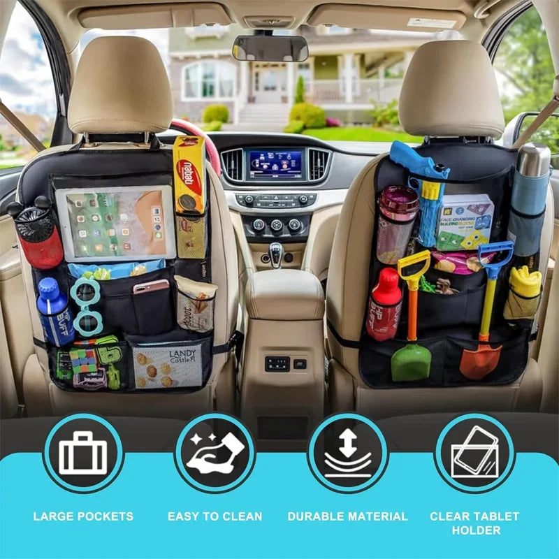 1/2PCS Car Seat Storage Bag Waterproof Durable Oxford Fabric with Touch Screen Tablet Holder Anti-Kick Seat Back Bag Auto Parts
