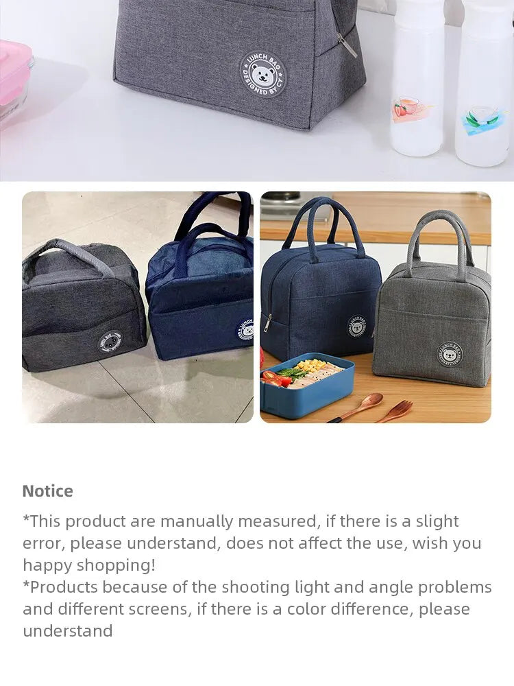 Insulated Lunch Bag Women Kids Cooler Bag Thermal Bag Portable Ice Pack Tote Canvas Food Container Food Picnic Bags