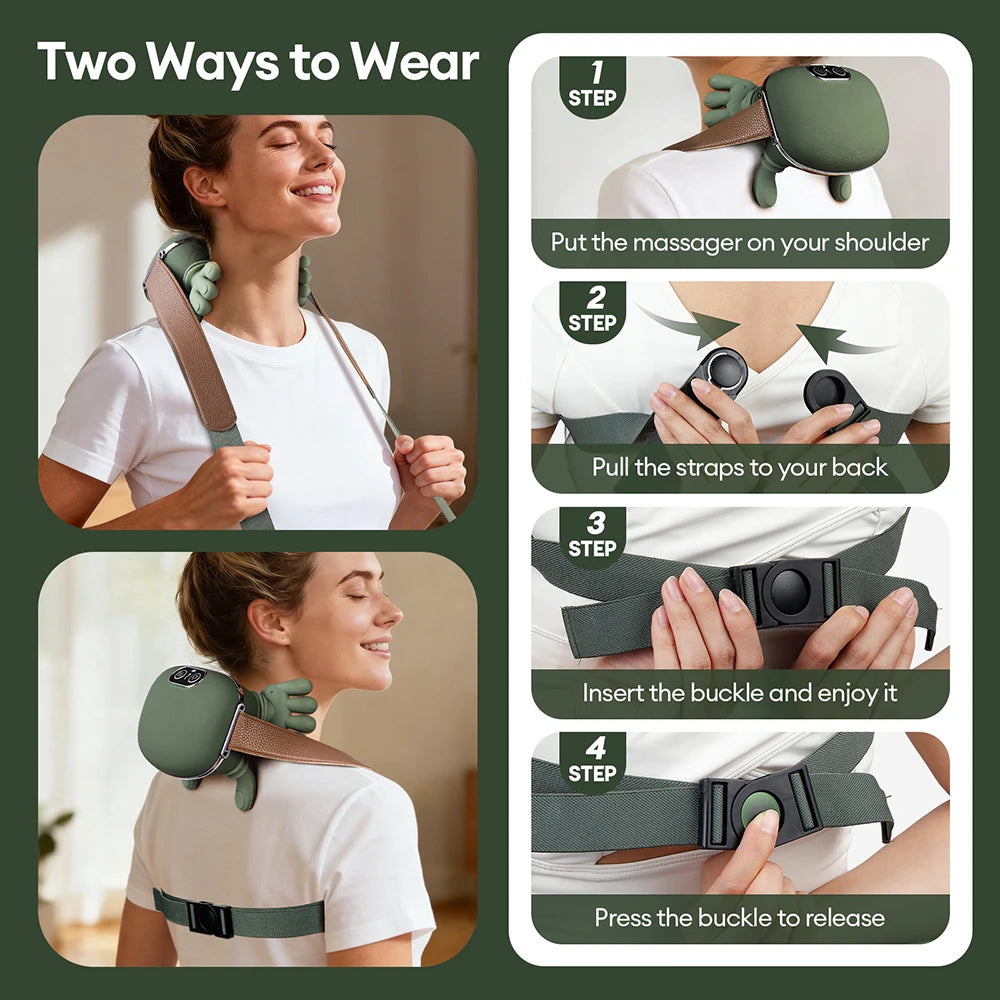 Wireless Bionic Finger Neck & Shoulder Kneading Massager – Shawl Wrap Design