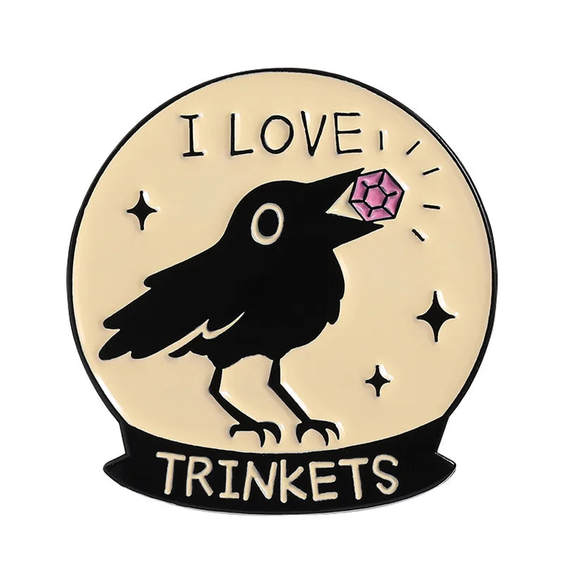 Cute Black Crow Metal Enamel Pin Brooches Bag Lapel Pins Cartoon Badges on Backpack Accessories Decorative Jewelry Gifts