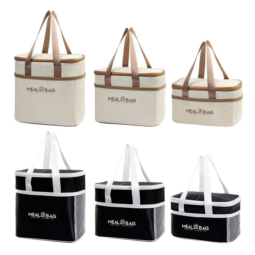 Large Capacity Tote Bento Insulated Lunch Bag Picnic Food Box Storage Ice Cooler Thermal Bag Portable Handheld Insulation Bags