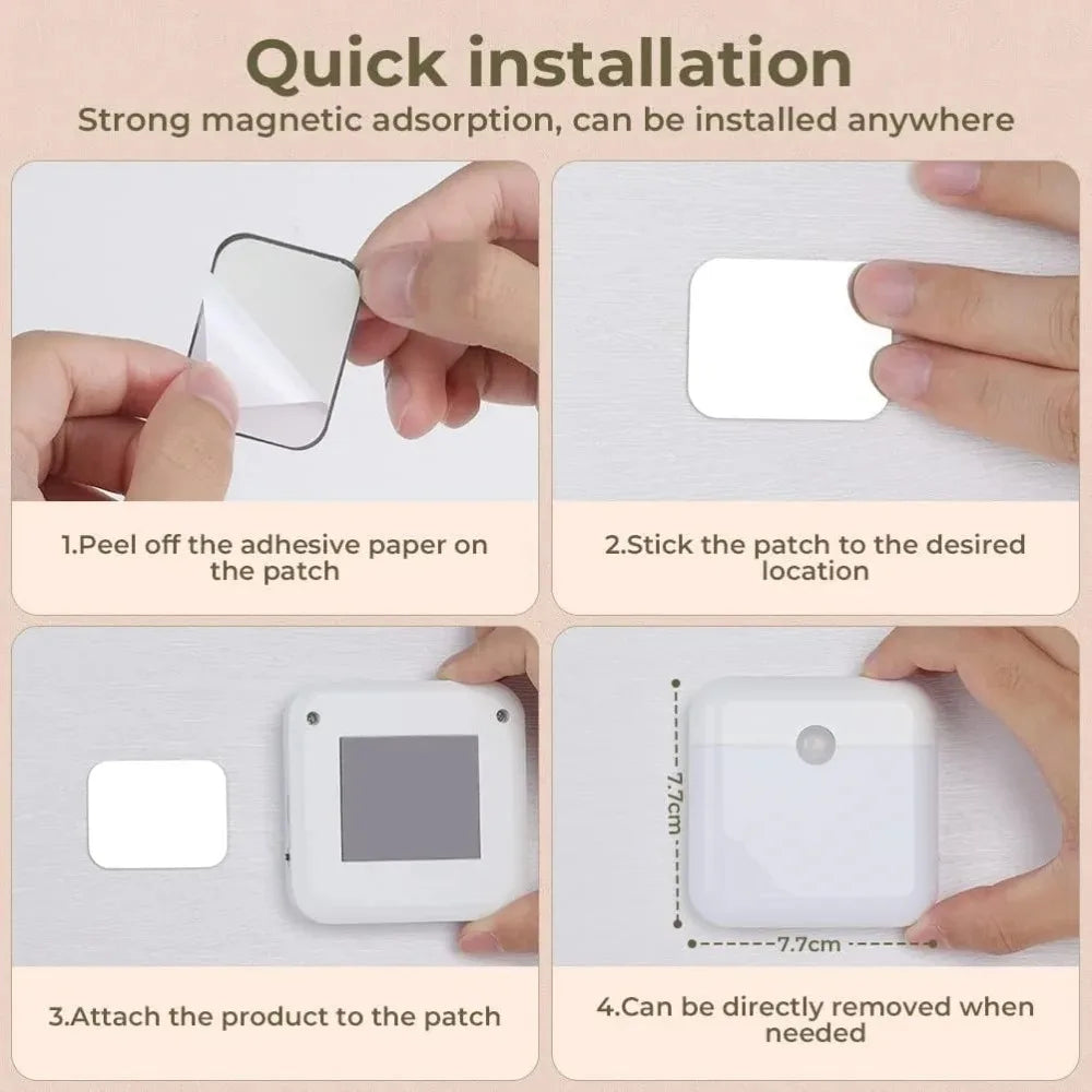 PIR Motion Sensor LED Night Light USB Rechargeable Withswitch Night Lamp for Bedroom Kitchen Cabinet Light Wireless Closet Light