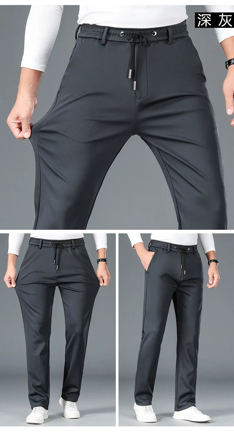 Ice Silk Cool Mens Pants 2024 New Summer Thin Casual Outdoor Quick-drying Sweatpants Male Straight Baggy Casual Men Trousers