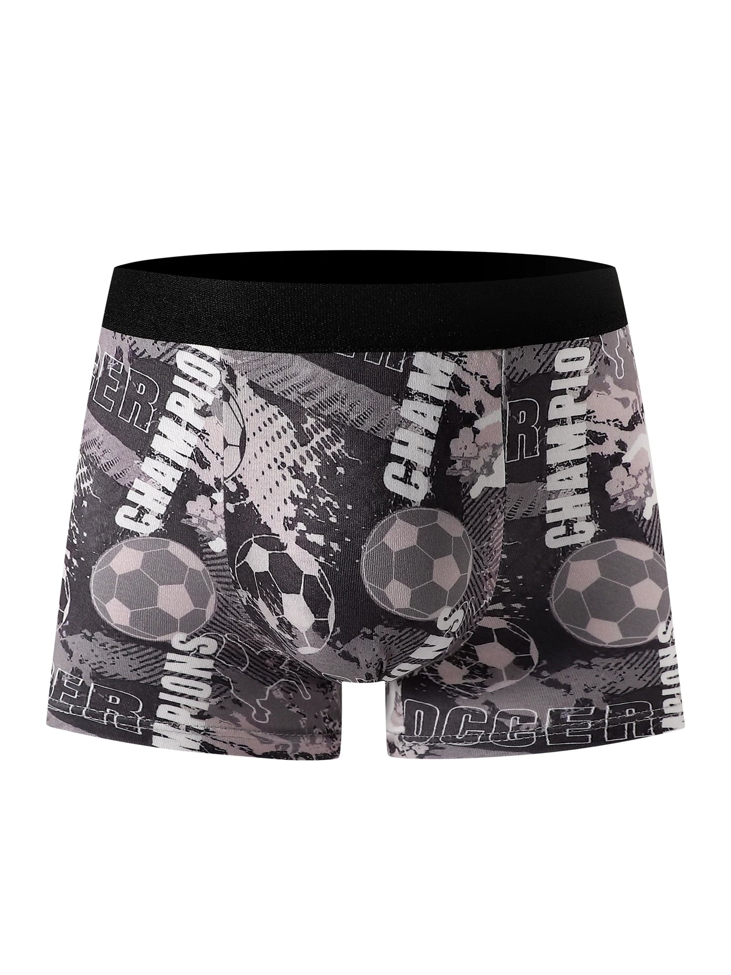 5-Piece Mixed Set of Boys' Underwear with Football Print, Soft and Comfortable, Suitable for Elementary School Students, Home Casual Wear, and Sports, for Children Aged 4-8