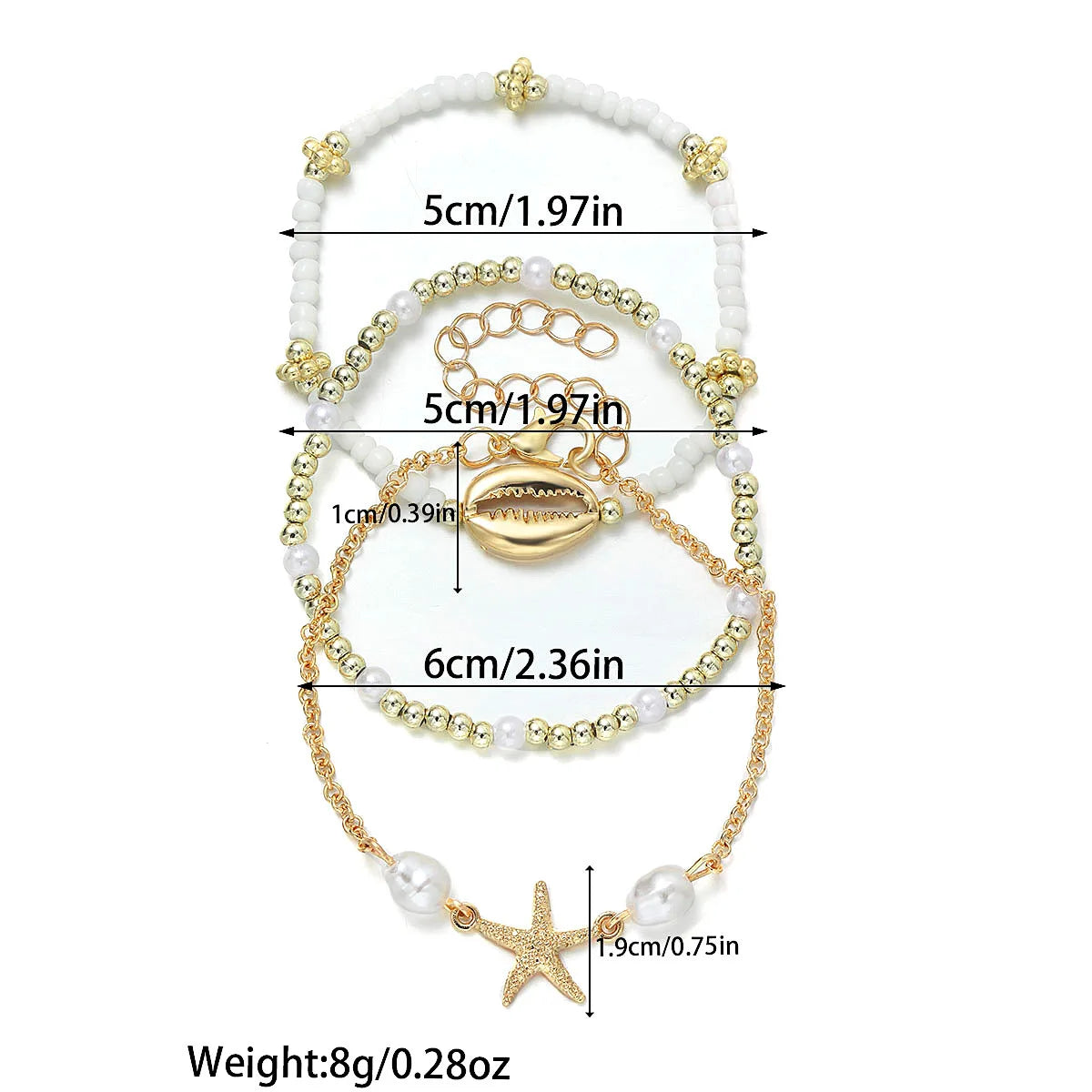 3Pcs Summer Shell Bracelet Set for Women Bohemia Starfish Charm Pearl Seed Beads Party Summer Beach Jewelry Pulseras Mujer