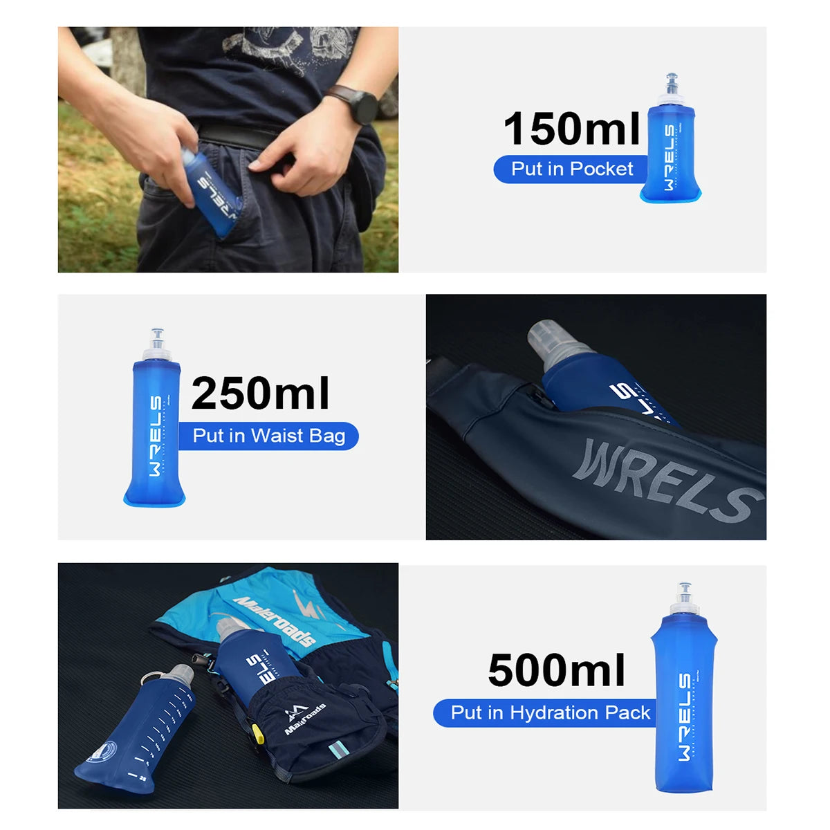 Collapsible Silicone Water Bottle – Portable Foldable Flask for Running & Hiking